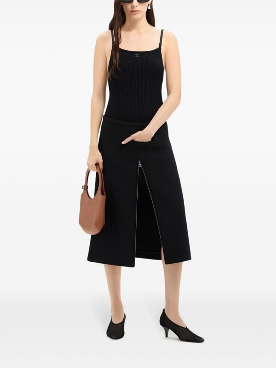 꾸레주 courreges 로고 리브 탱크탑 블랙 상품이미지2