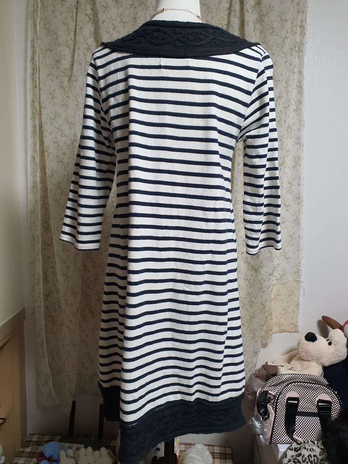 [모리걸] 너드모리 스트라이프 니트 원피스 7부 상품이미지4