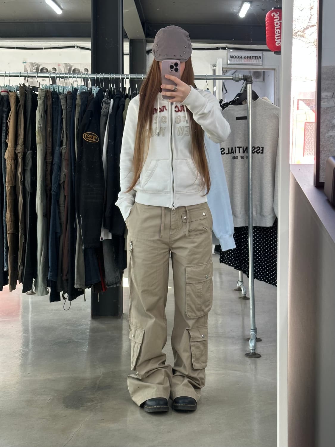 빈티지 와이드부츠컷 카고팬츠 샌드베이지 상품이미지2