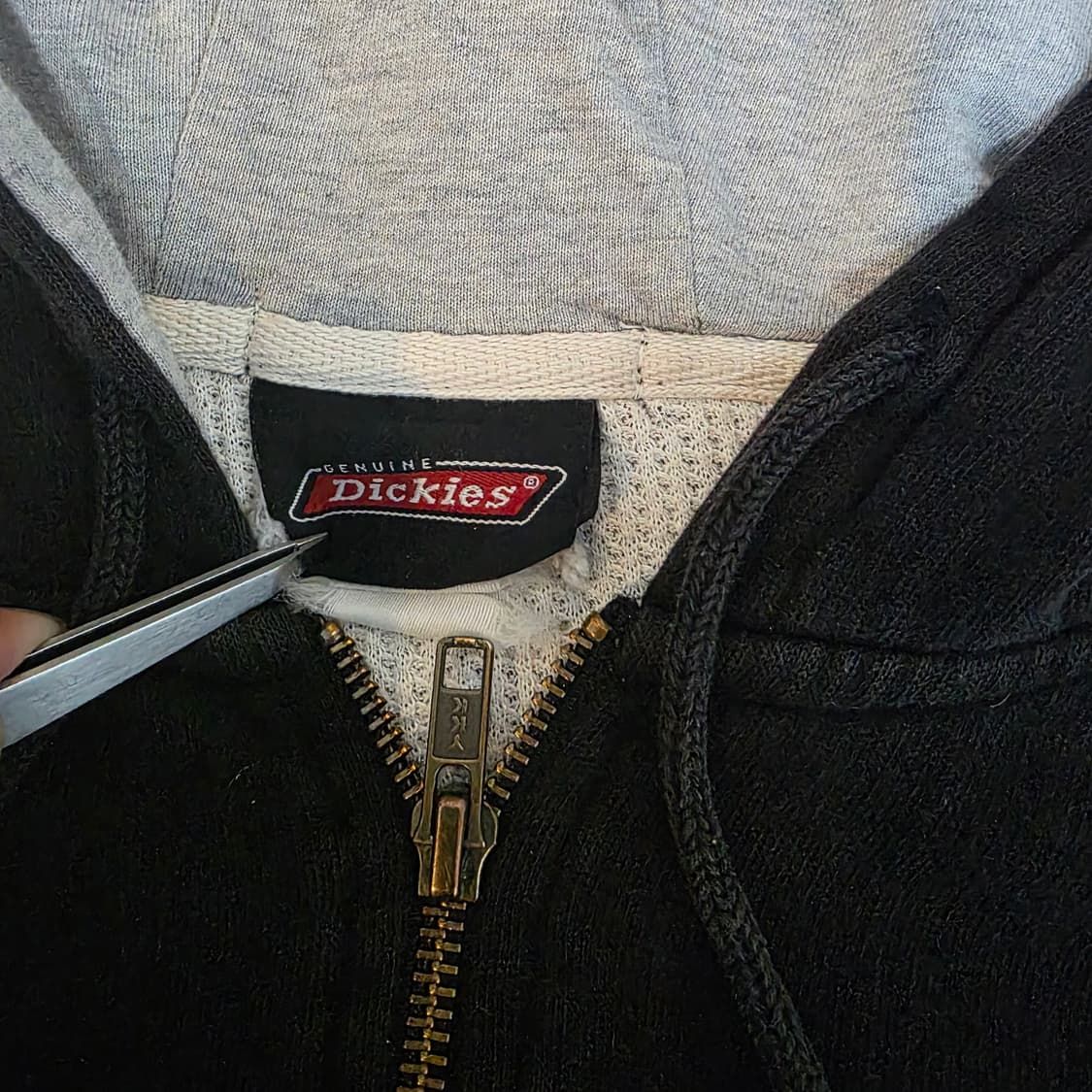 [OS] 빈티지 디키즈 더블페이스 써멀 후드집업 트래쉬드 페이드 블랙 상품이미지6