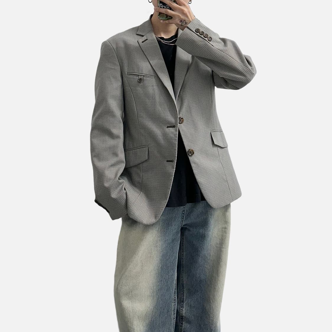 THE CLASS 하운드투스 체크 투버튼 블레이저 자켓 상품이미지2
