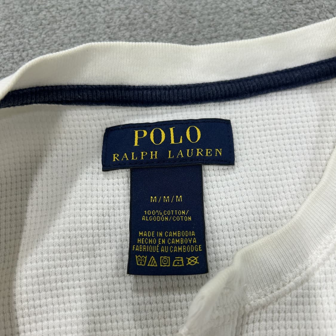 폴로 랄프로렌 화이트 와플 헨리넥 긴팔티 m 상품이미지2