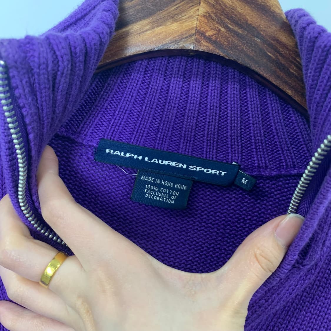 폴로 랄프로렌 퍼플 니트 집업 상품이미지4