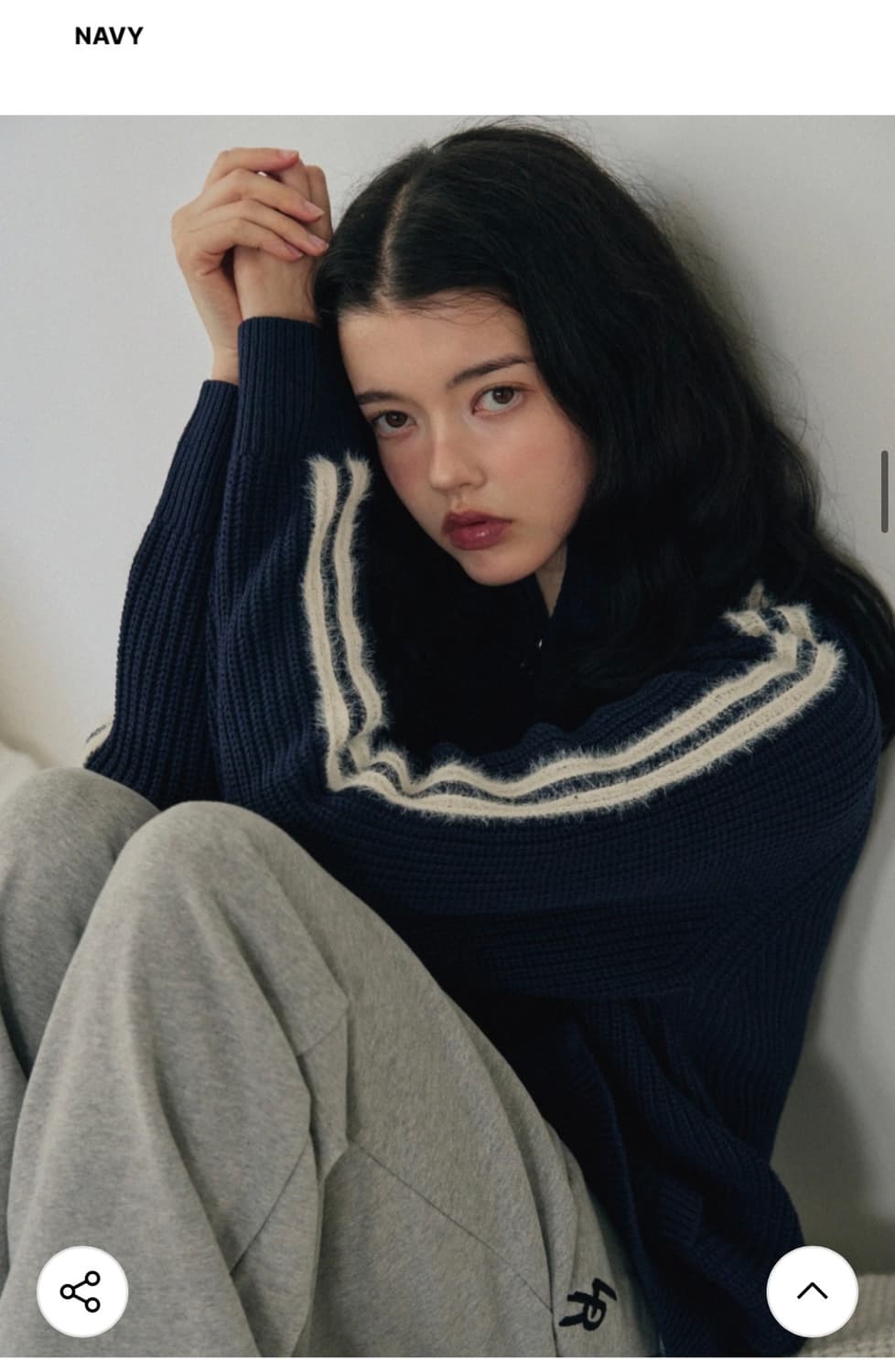 (M) 레더리 레글런 트랙 니트 집업 NAVY 판매 상품이미지2