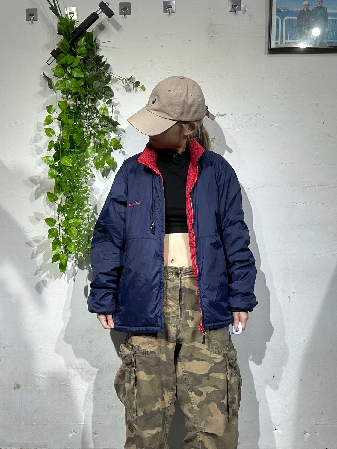 컬럼비아 네이비 레드 양면 리버시블 타탄 체크 자켓  상품이미지2