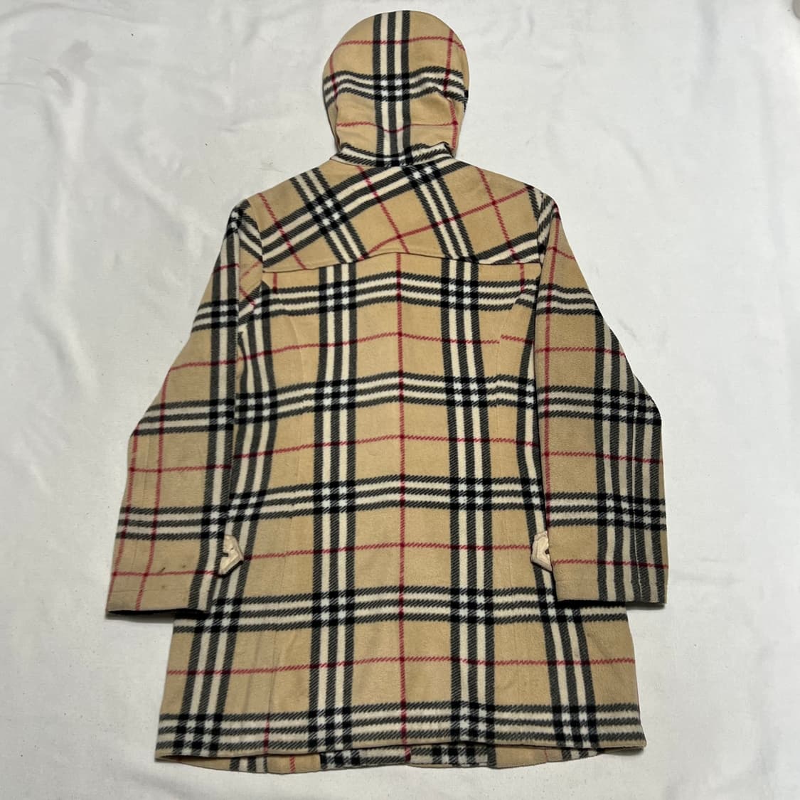 XL 버버리 노바체크 여성용 울 후드 떡볶이 코트 상품이미지3