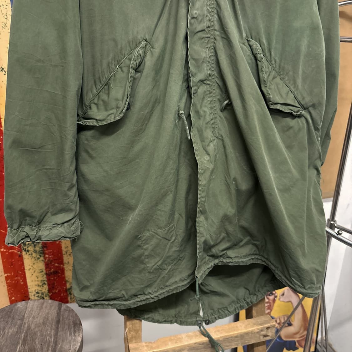 70s 오리지널 밀리터리 M-65 피쉬테일 파카 후드 황금사이즈 N492 상품이미지3