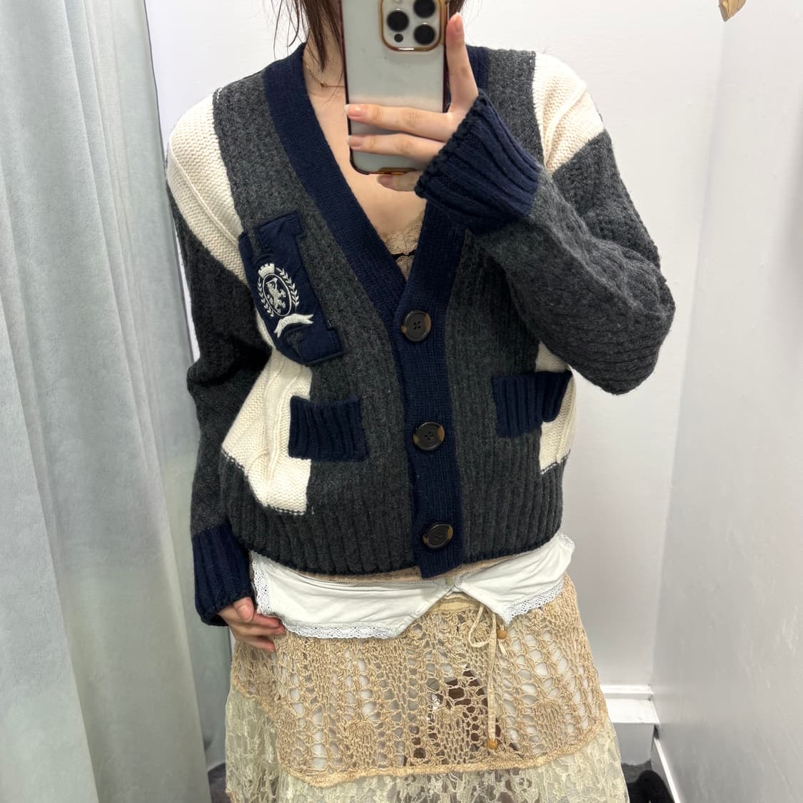 타미힐피거 배색 백로고 가디건 상품이미지2