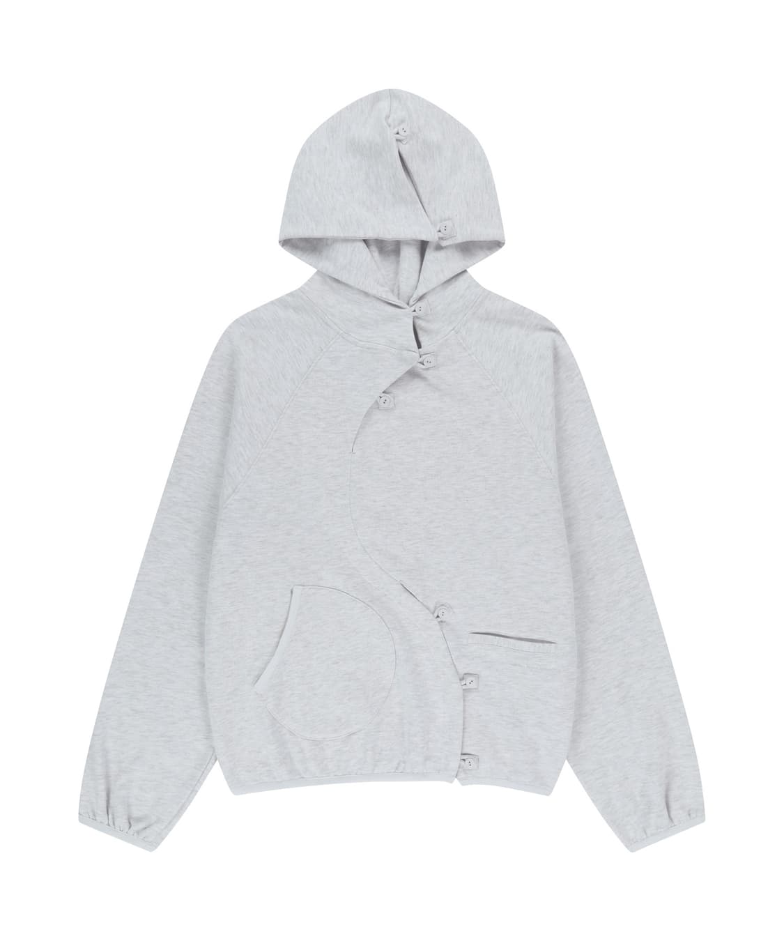 산산기어 BUTTON HOODIE [WHITE MELANGE] 상품이미지1