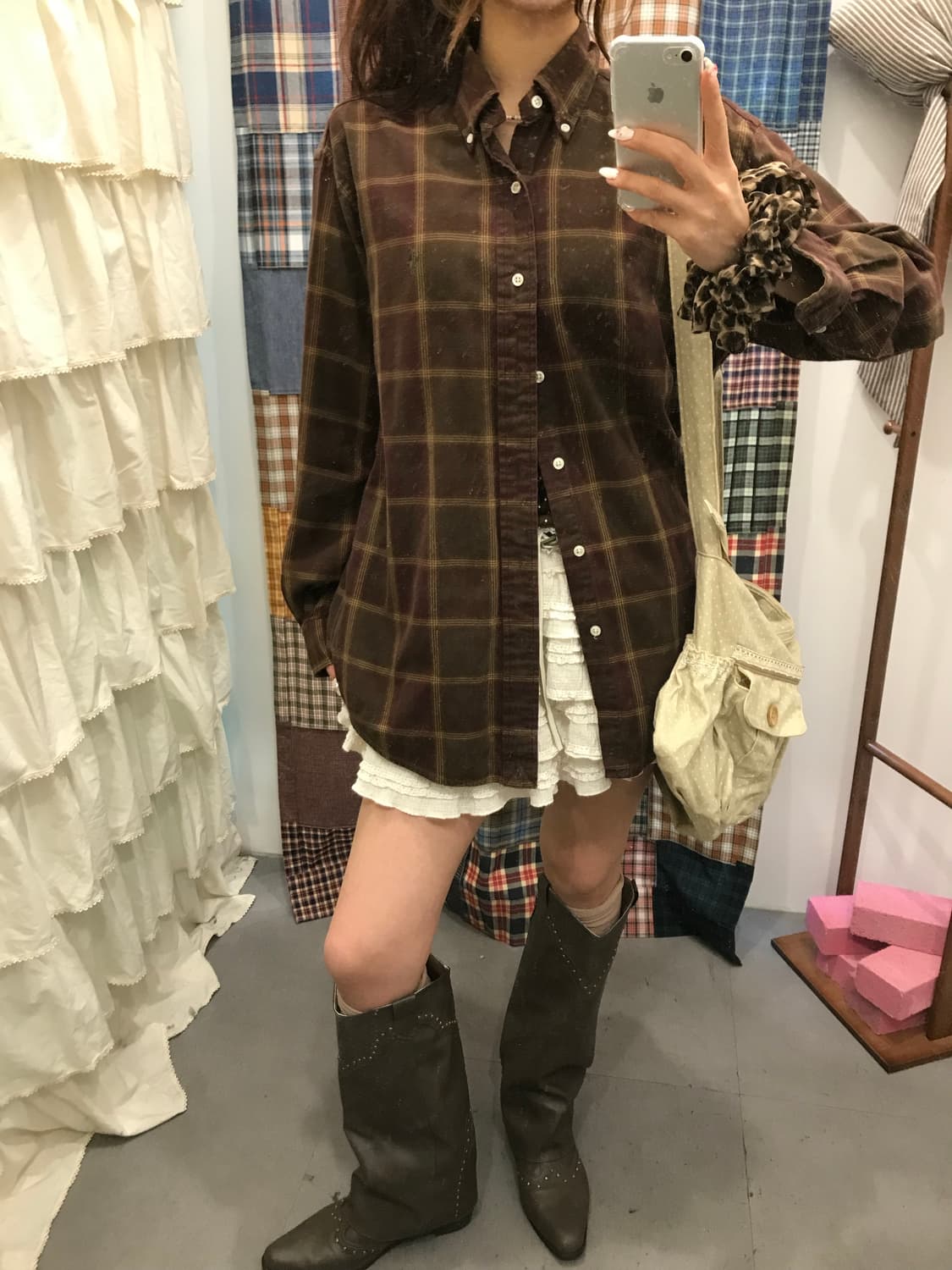 폴로 브라운 체크셔츠  상품이미지5