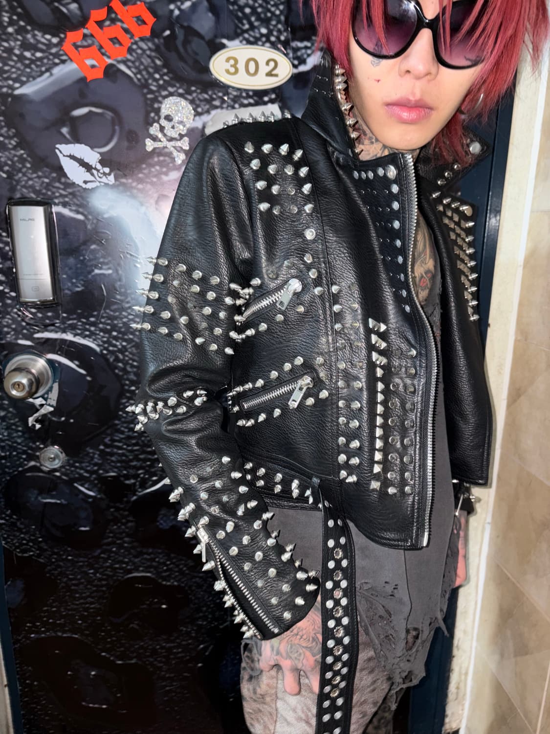 Iron Skull Studded Leather Jacket 상품이미지4