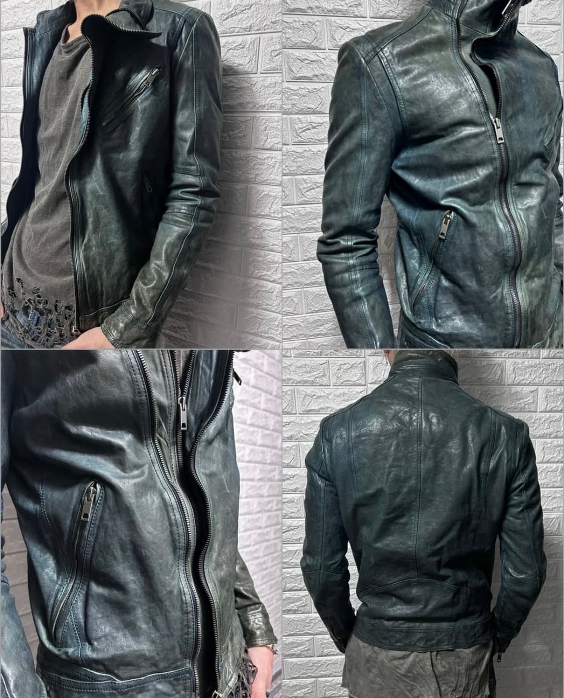 솔리드옴므 사선 더블짚 램스킨 자켓 상품이미지2