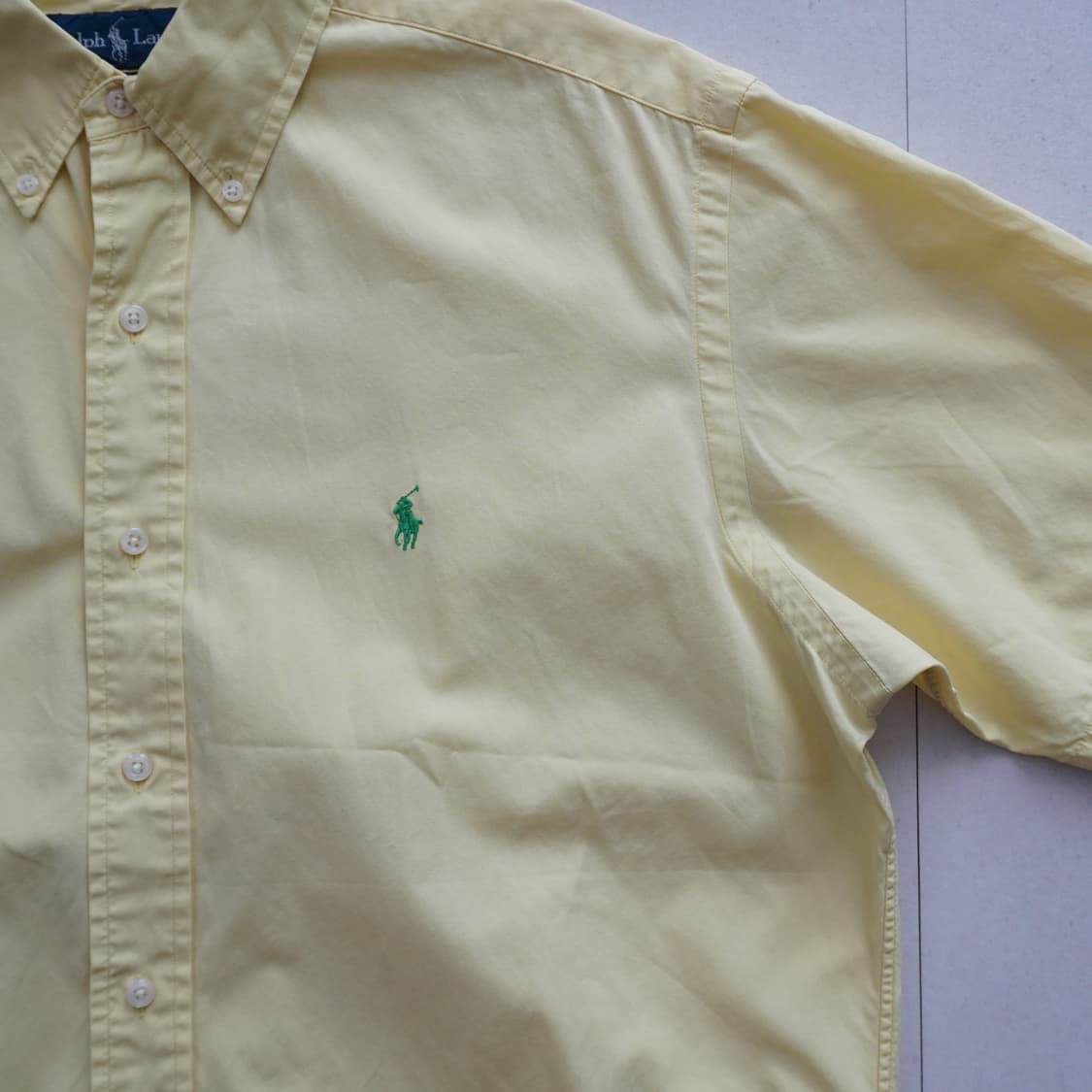 90s 폴로 랄프로렌 클래식핏 반팔셔츠 M 옐로우 상품이미지2