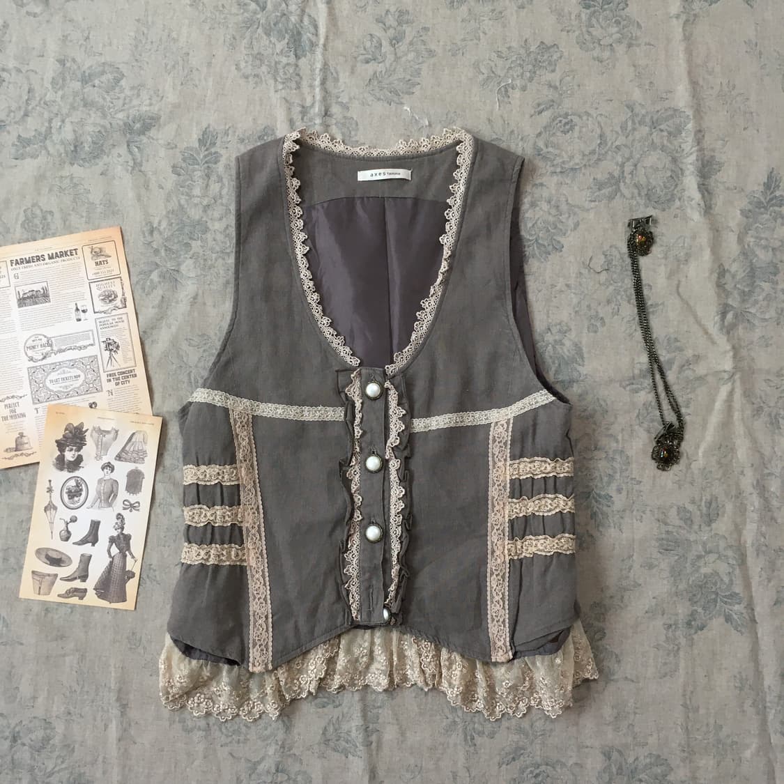 axes femme vintage antique lace vest 상품이미지1
