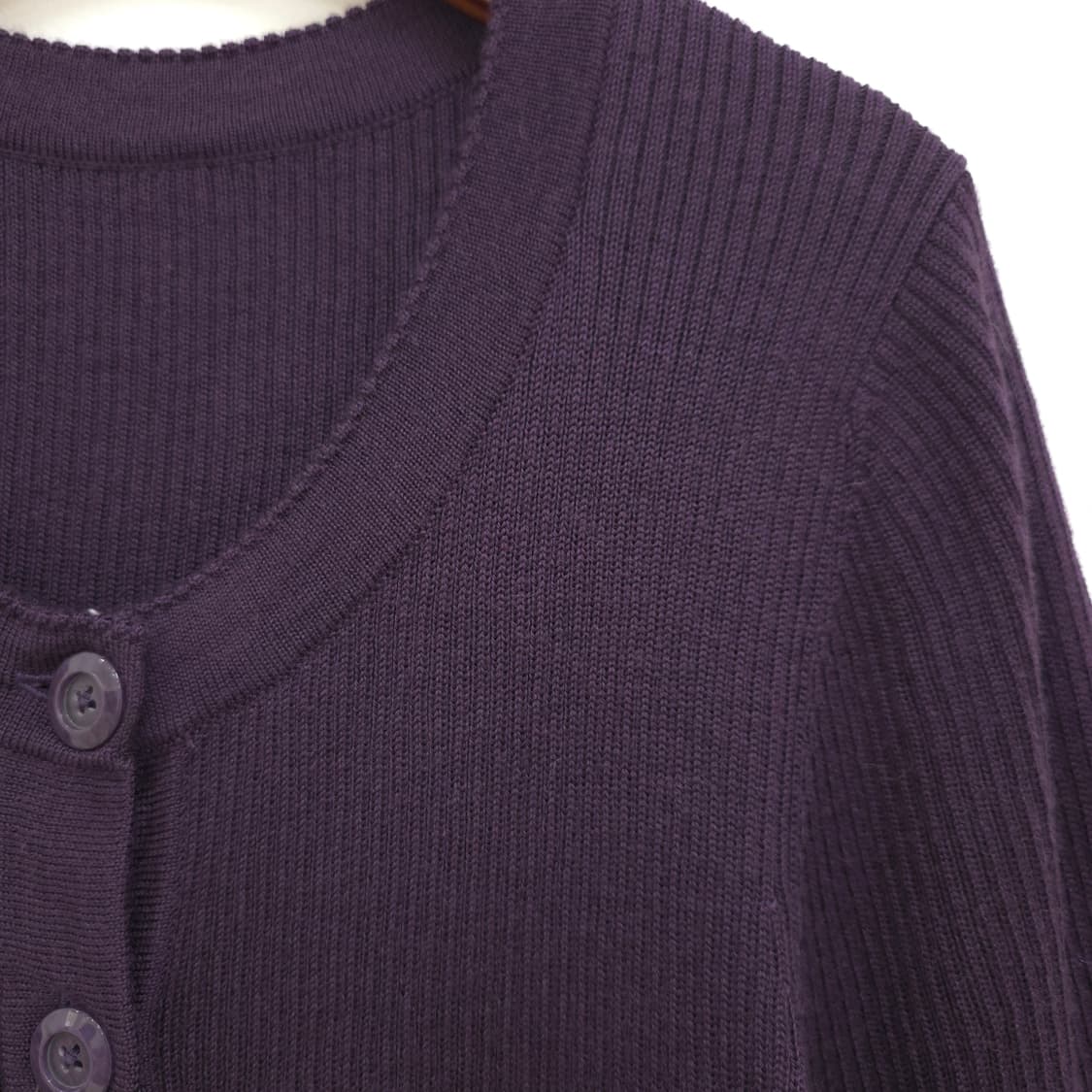 다크퍼플 울혼방 여리핏 7부 니트 가디건 상품이미지5