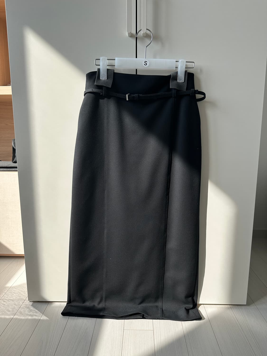 시에 젠느 벨티드 라인 스커트 블랙 S 상품이미지2
