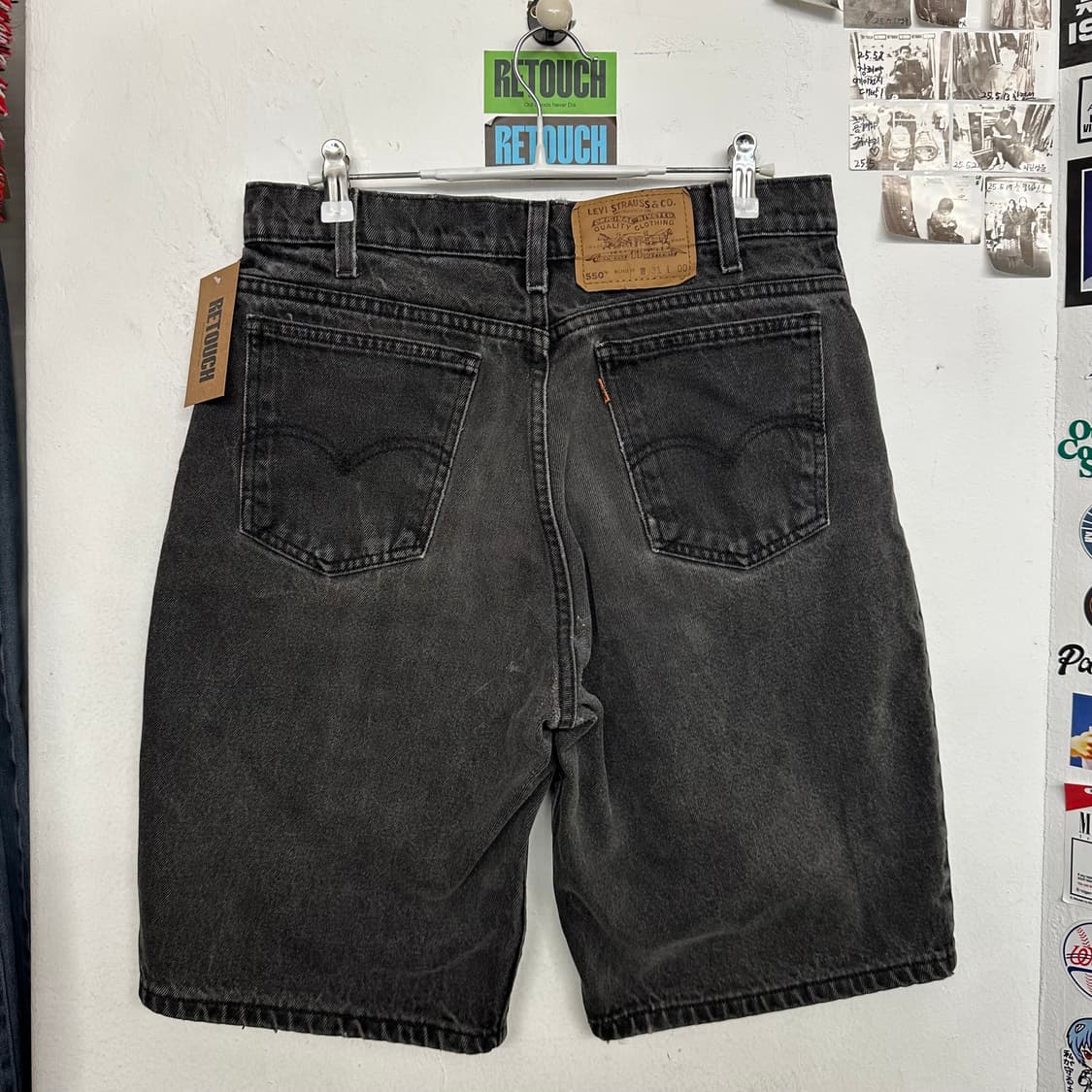 90’s 리바이스 550 오렌지탭 흑청 반바지 상품이미지2