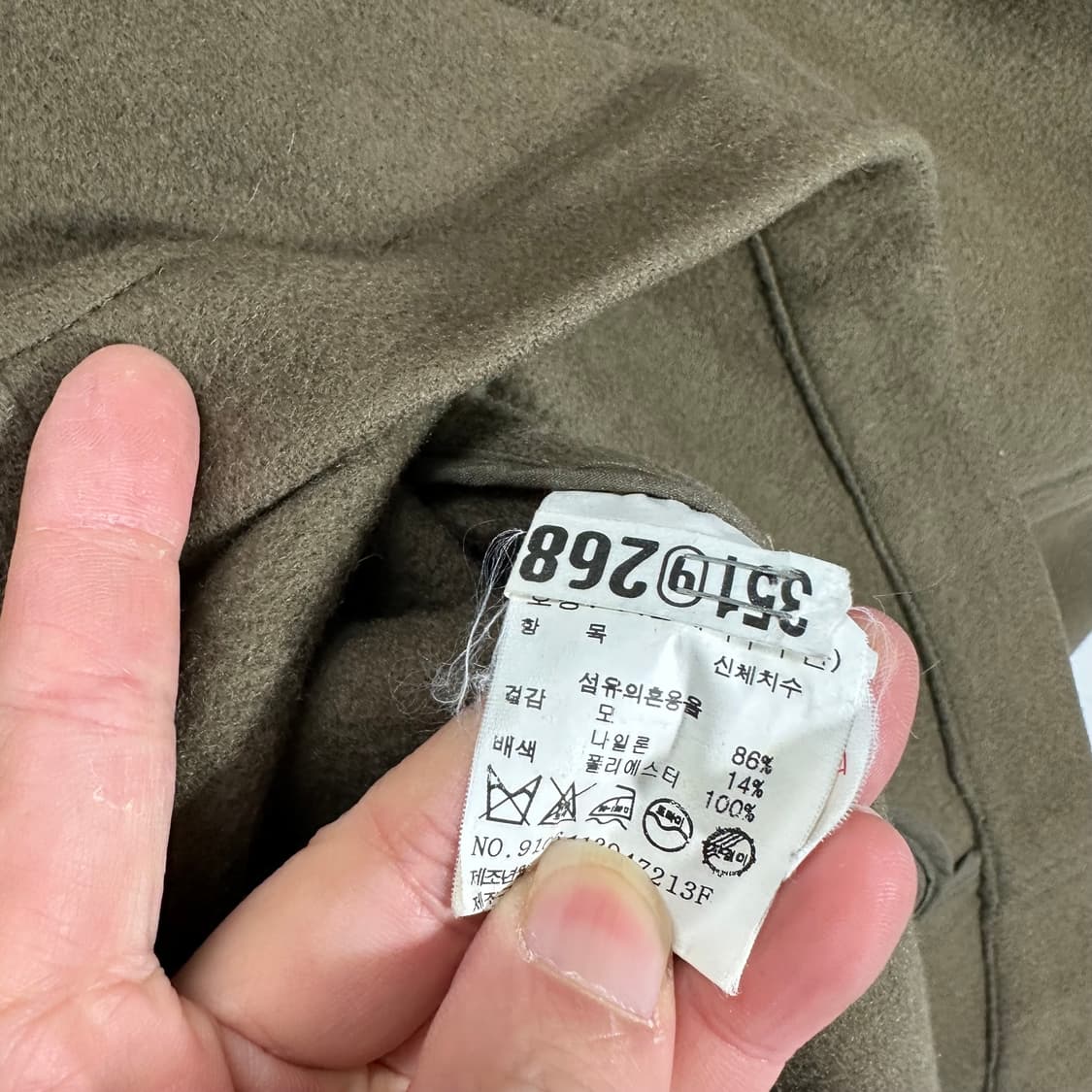 우먼OS 스튜디오톰보이 빈티지카키 오버핏 허리스트링 울 후드롱코트 상품이미지7