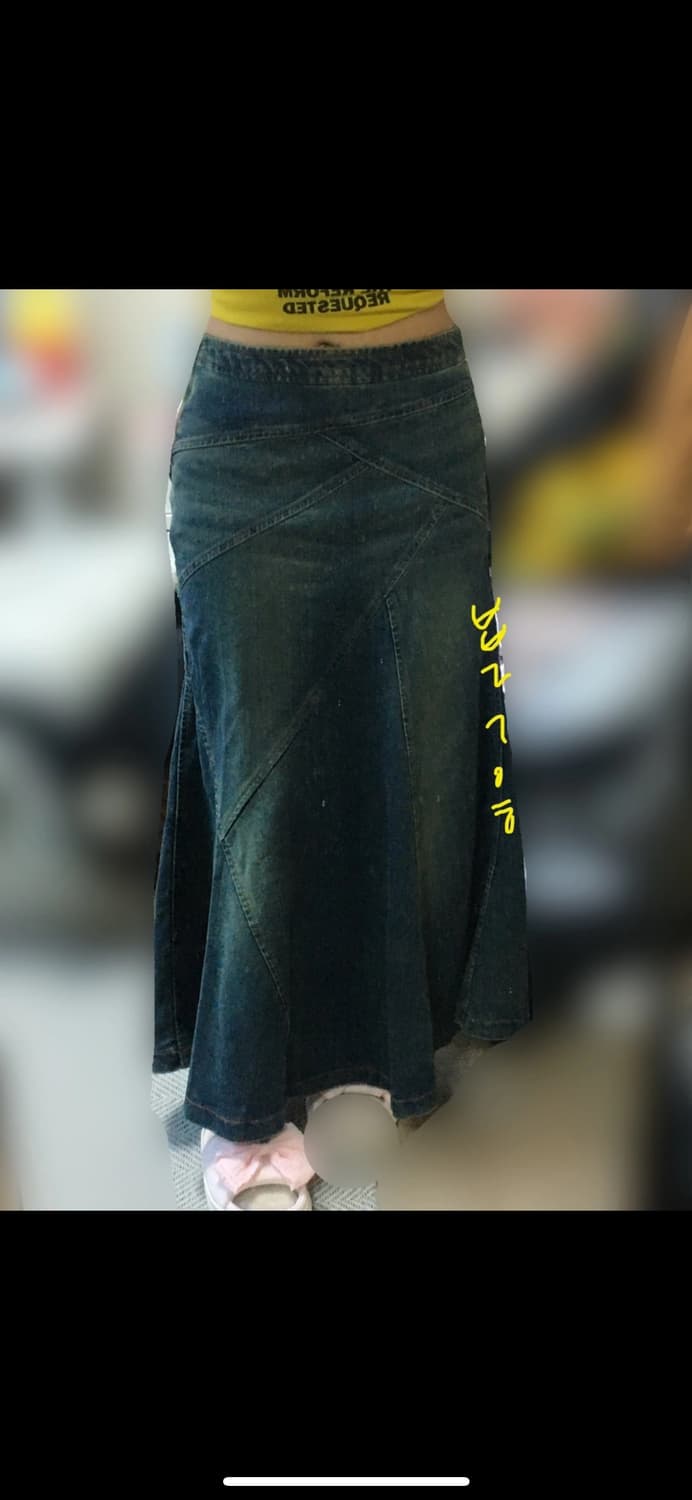 빈티지 데님 워싱 머메이드 롱 스커트 상품이미지6