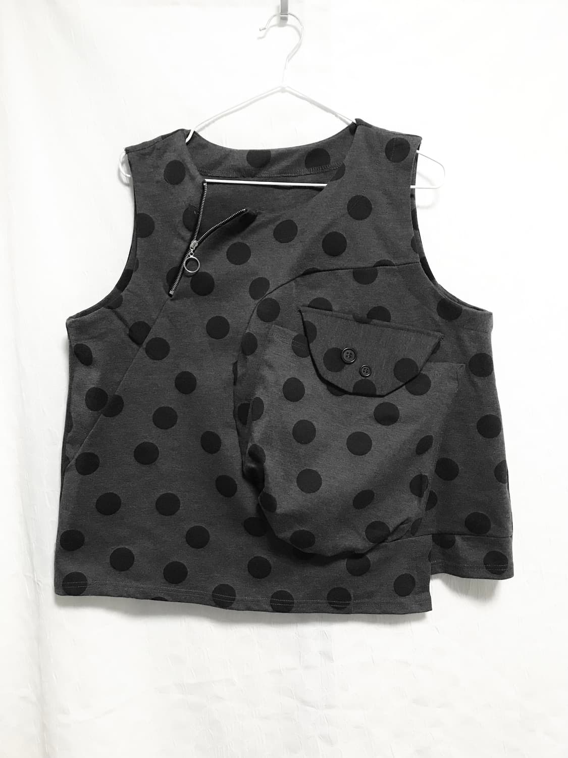 빈티지 꼼데깔 아카이브 도트 포켓 레이어드 슬리브리스 탑 상품이미지1