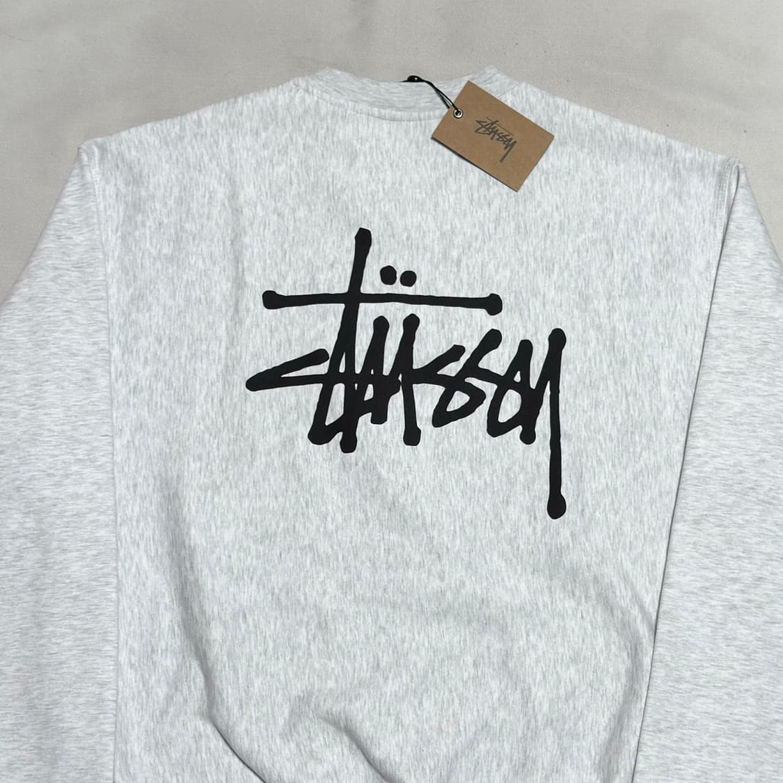 L 새상품 스투시 빅로고 애쉬 헤더 기모 맨투맨 상품이미지1