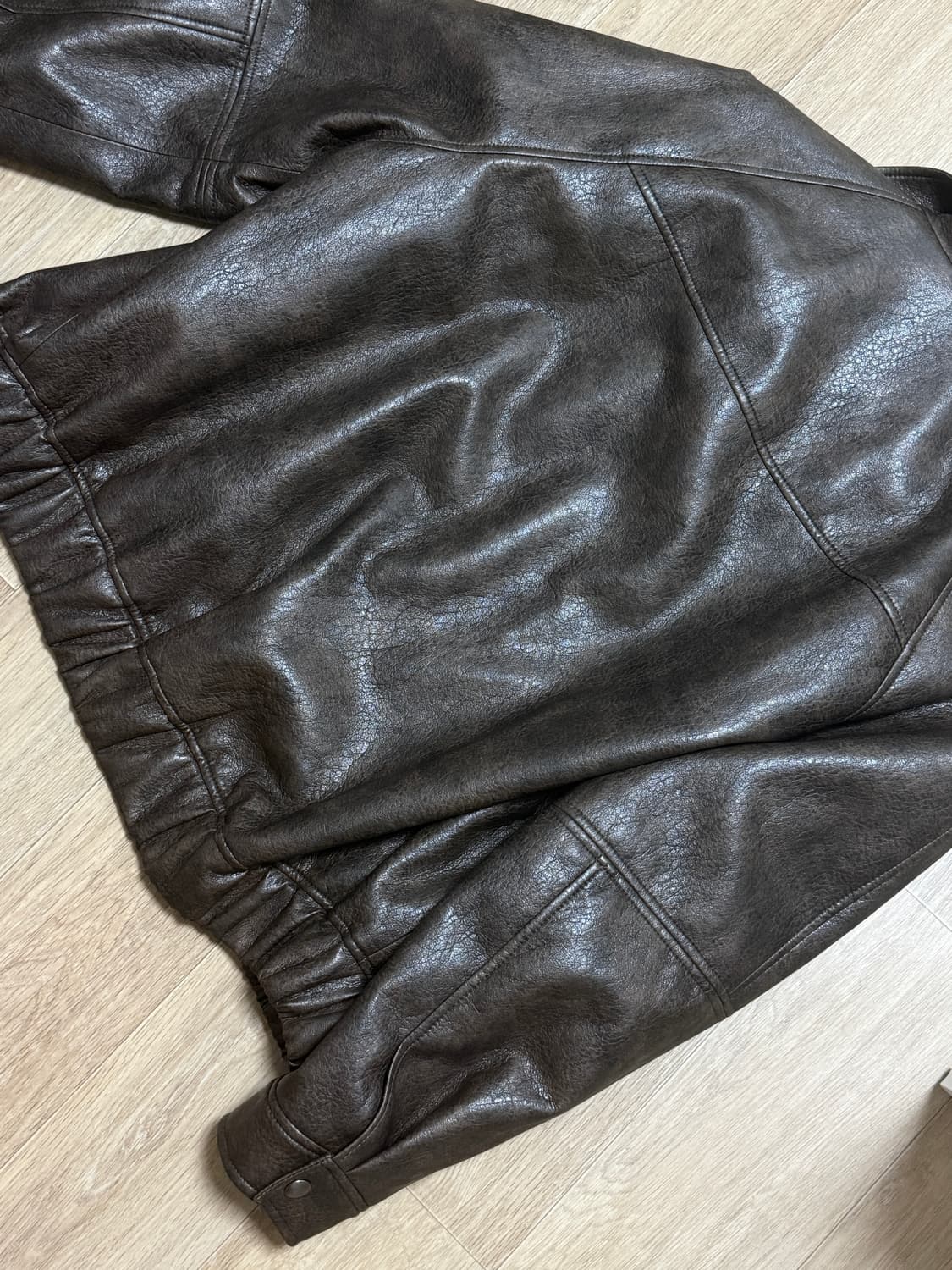 레이브 하이넥 레더자켓 브라운 상품이미지3