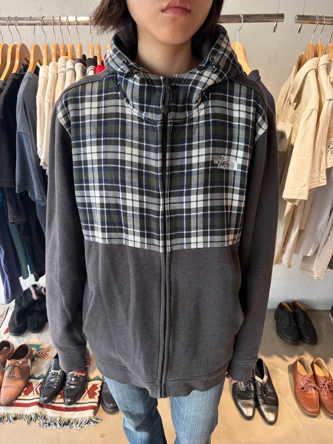 The North Face 체크 하이넥 후드 집업 XL 상품이미지6