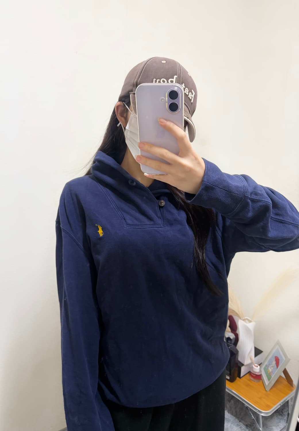 폴로 랄프로렌 옐로우 포니 숄카라 스웻셔츠(L) 상품이미지1