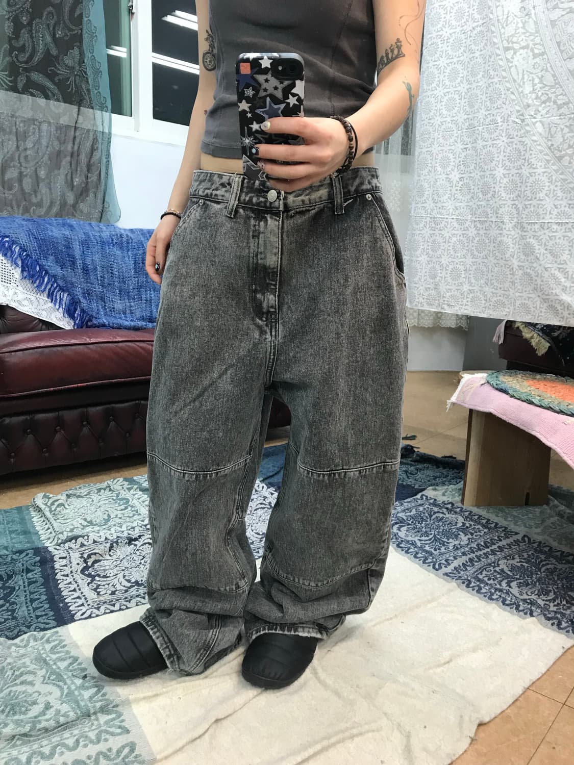 Litail 빈티지 더블니 흑청데님팬츠 상품이미지1