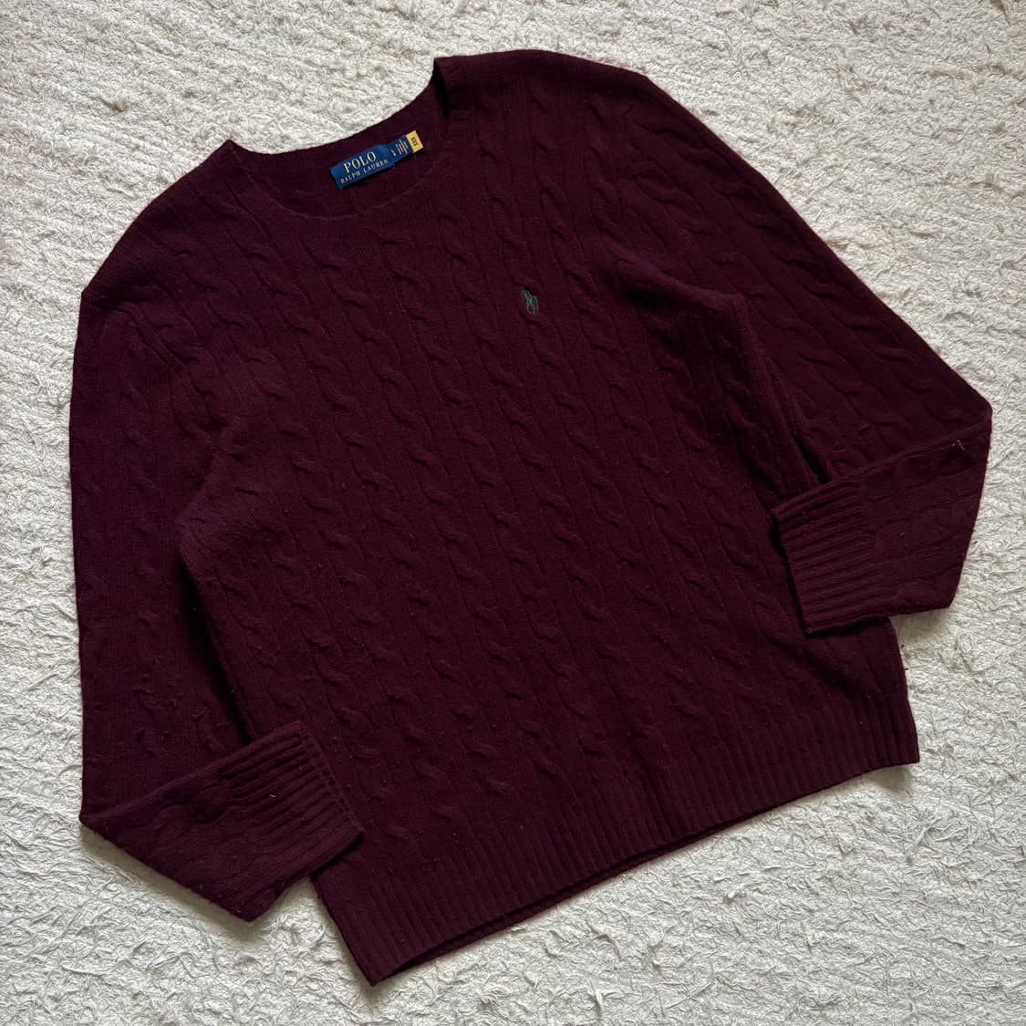 폴로 랄프로렌 꽈배기 버건디 울 니트 상품이미지6