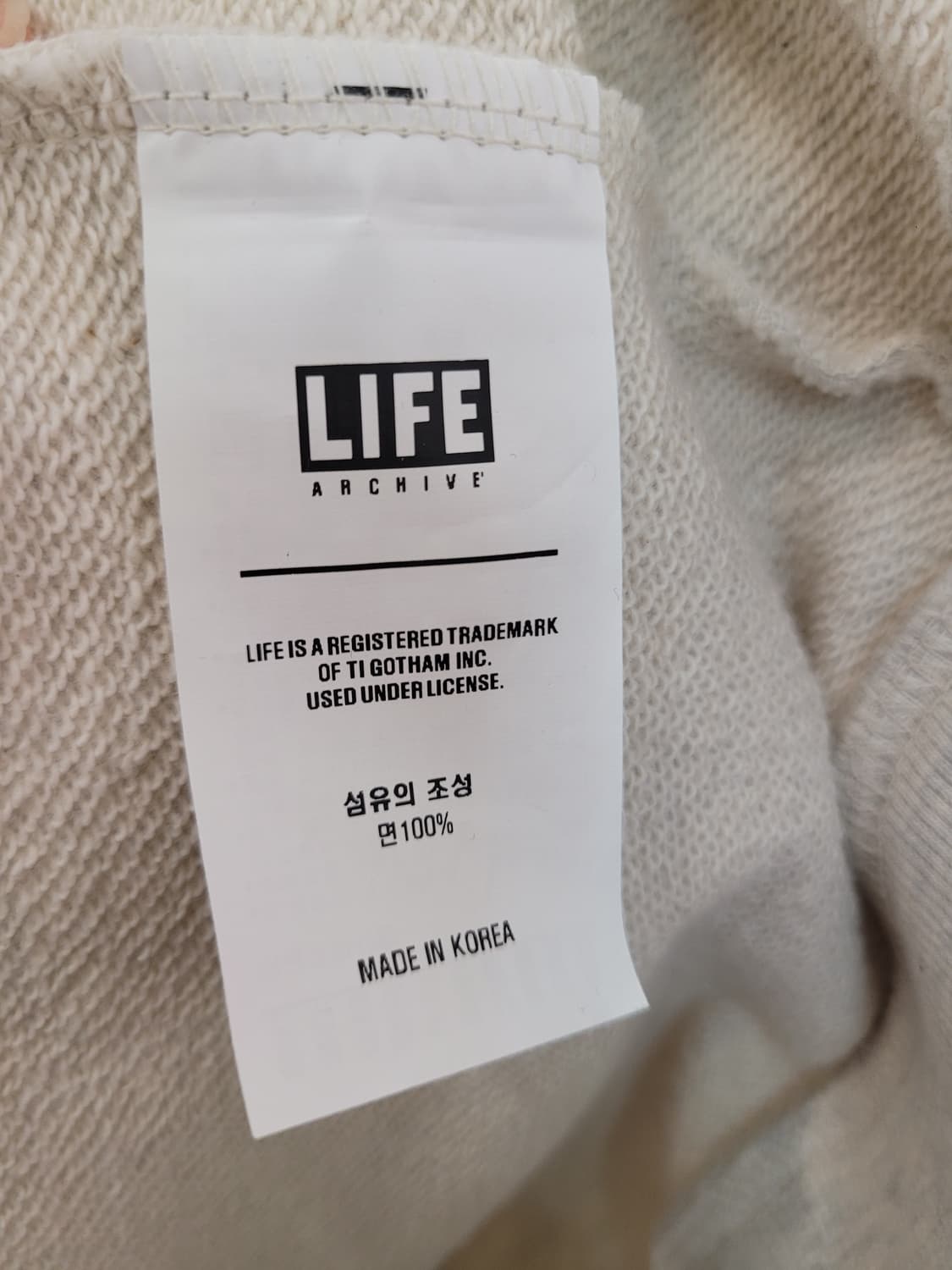 라이프아카이브 로고 자수 맨투맨 스웨트셔츠  L사이즈 택달린새제품 상품이미지8