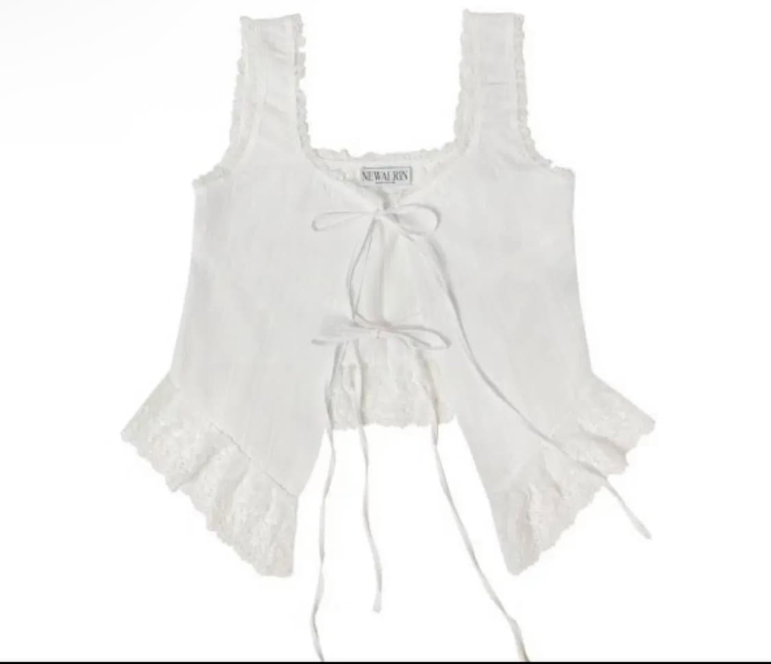 뉴얼린) Rose Lace Frill Blouse WH F 상품이미지1