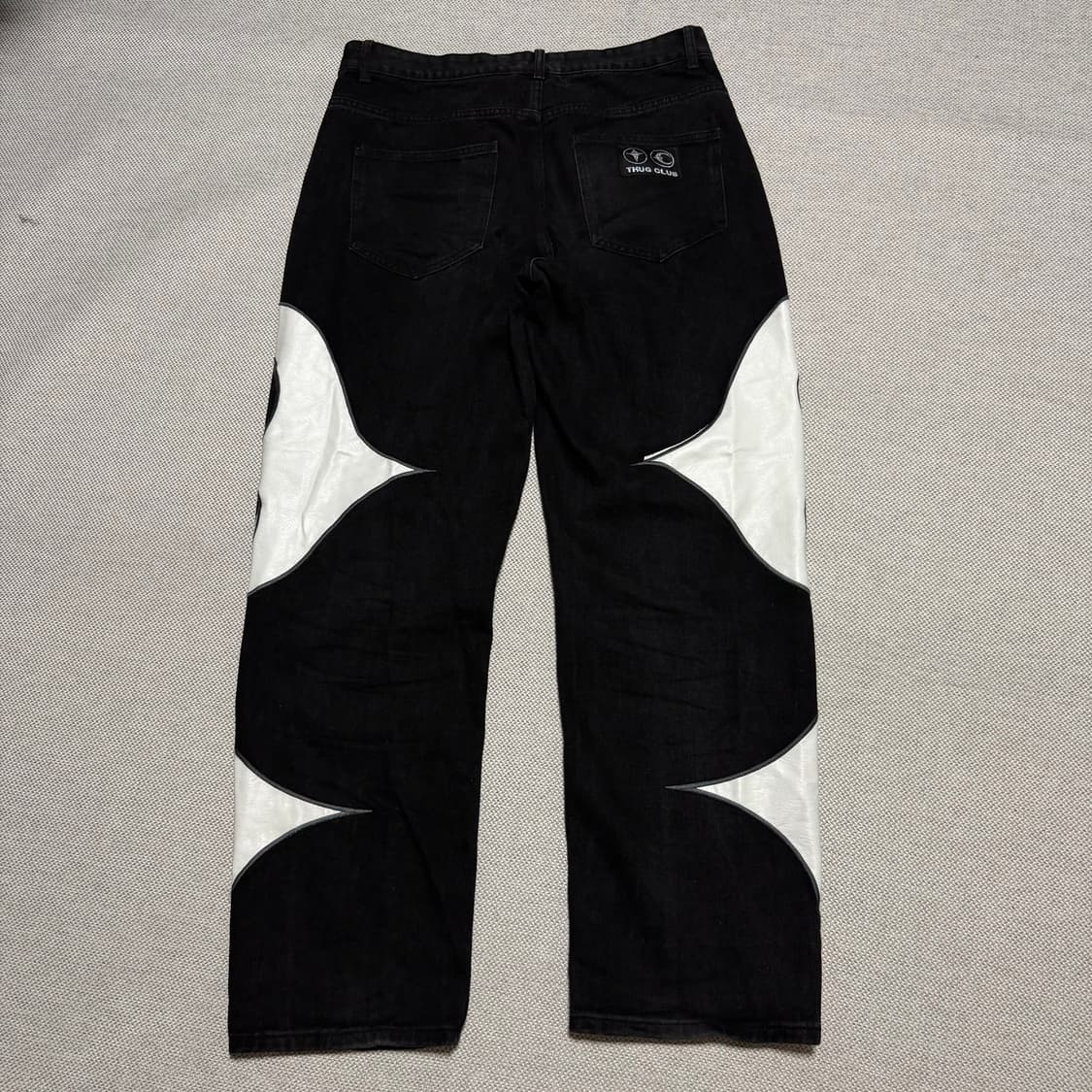 떠그클럽 초판 레더워싱 데님팬츠 블랙/화이트 상품이미지6