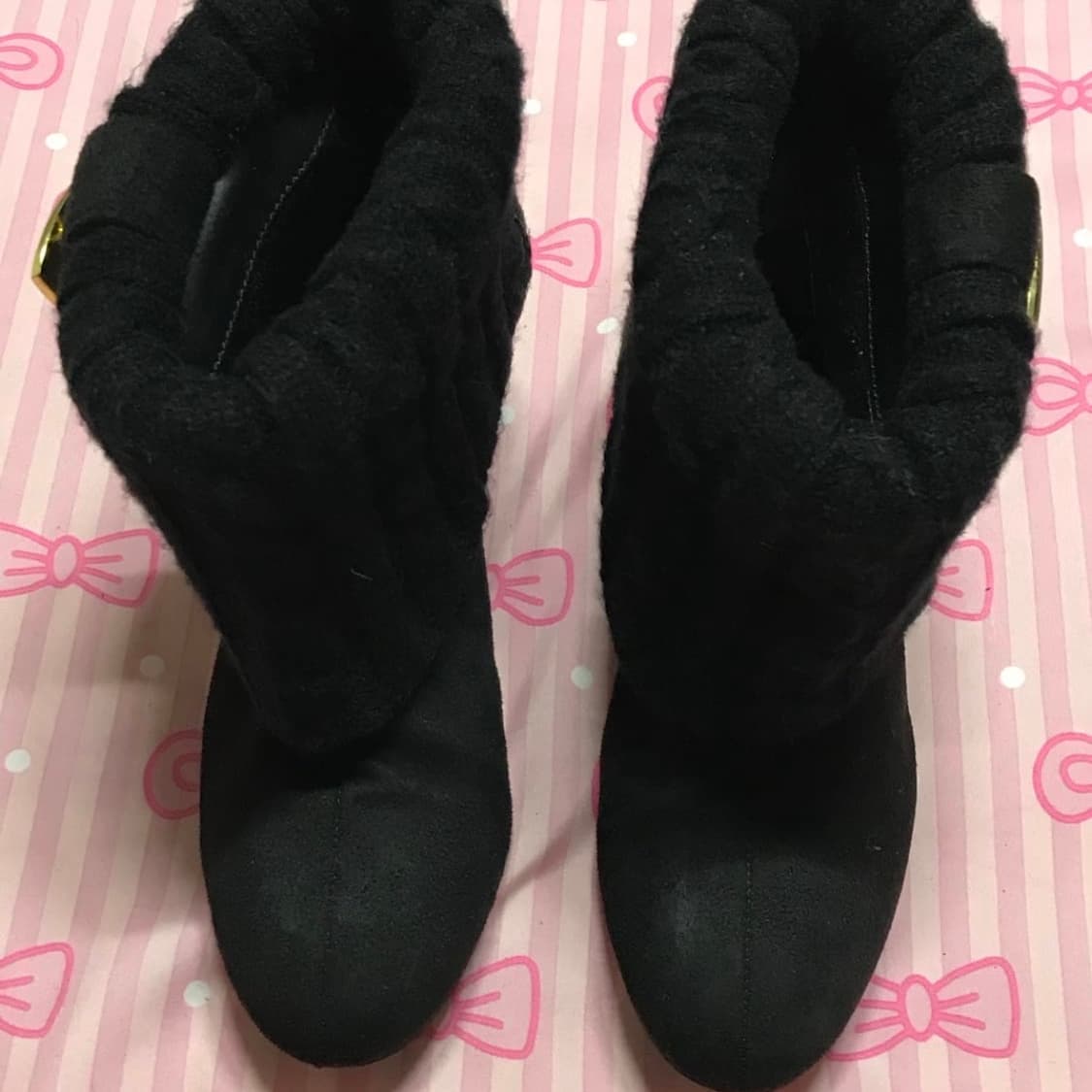 블랙 스웨이드 버클 갸루 부츠  상품이미지4