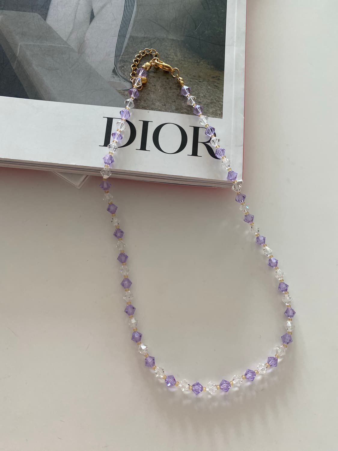 크리스탈 보라 투명 비즈 목걸이 상품이미지2