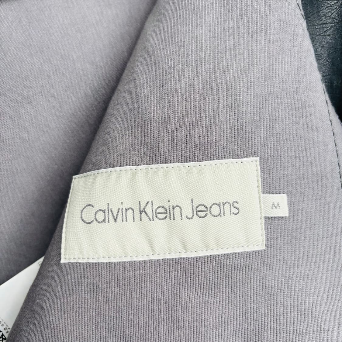 캘빈 클라인 투웨이 비대칭 블랙 레더 자켓 M 상품이미지7