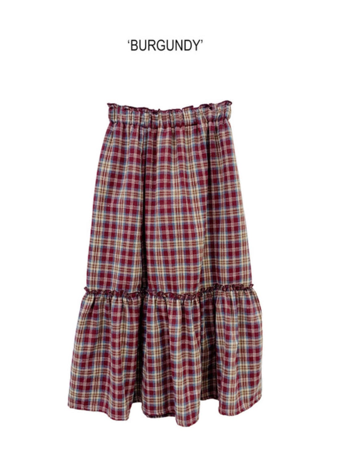 블렘토 체크 프릴 롱 스커트 버건디 상품이미지7
