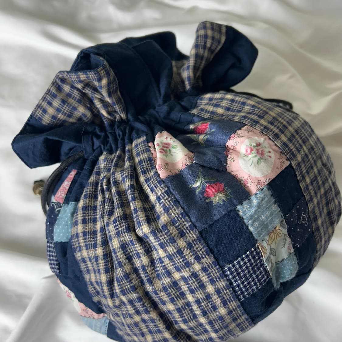 [JPN] 빈티지 모리걸 패치워크 체크 복조리백 상품이미지2