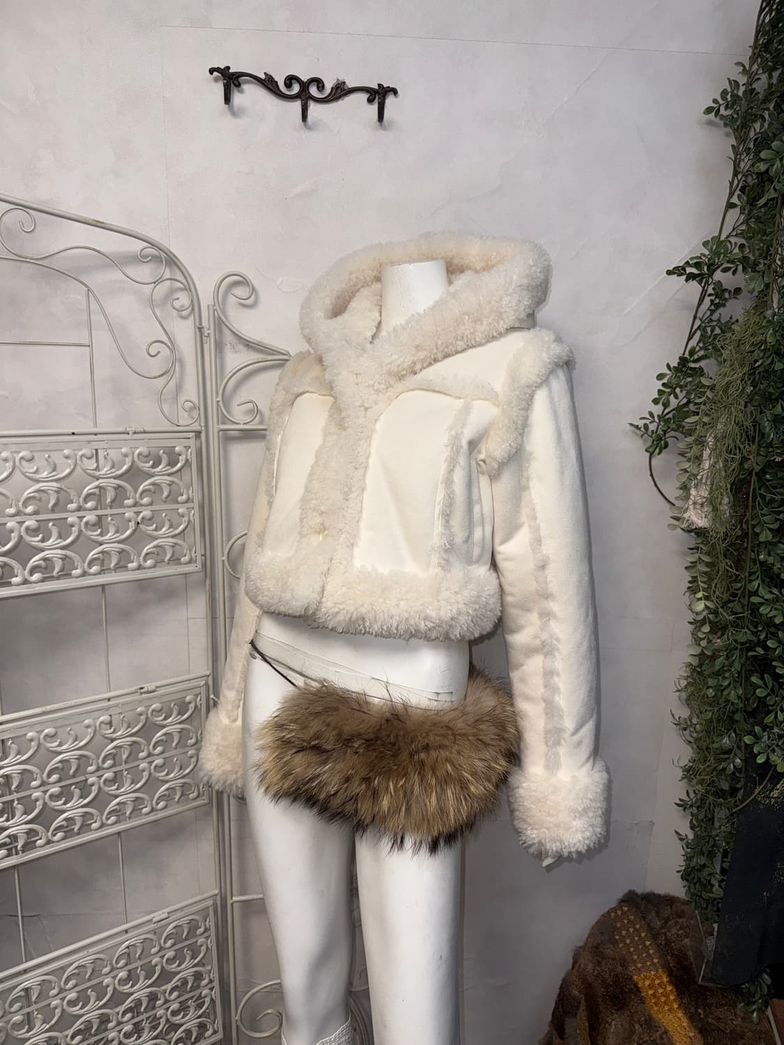 Threetimes Baby Hoodie Fur Coat ivory 상품이미지6