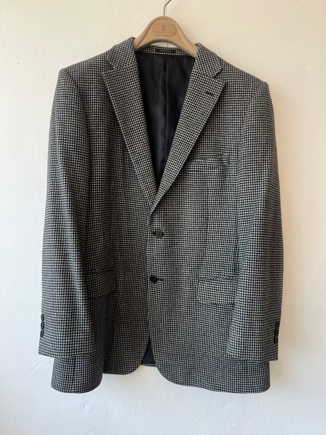 로가디스 남성 블랙 하운드투스체크 울캐시미어자켓 싱글자켓 상품이미지2