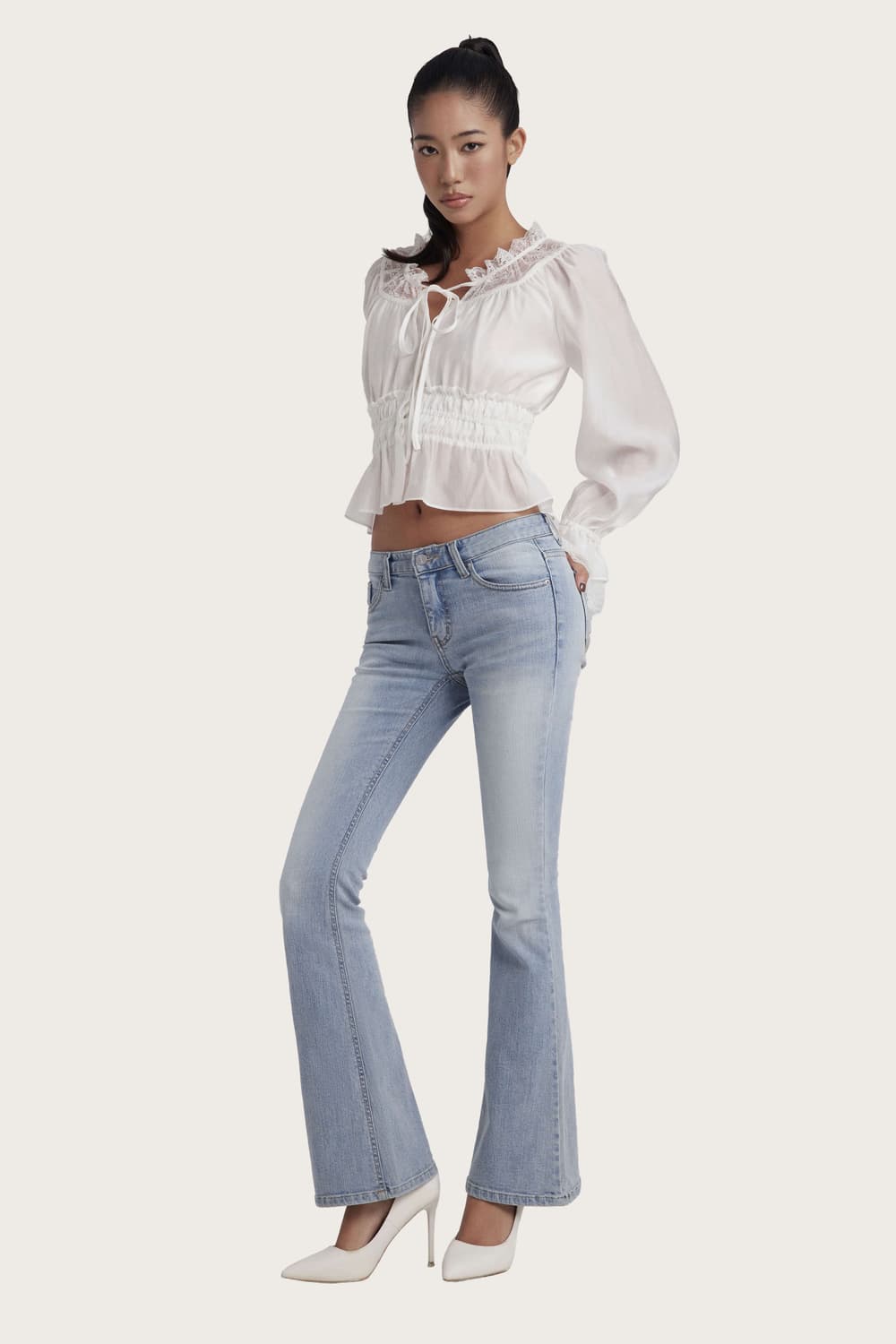 클리시어 크리스탈 클린 부츠컷 로우 진 라이트 블루 M 팬츠 청바지 상품이미지1