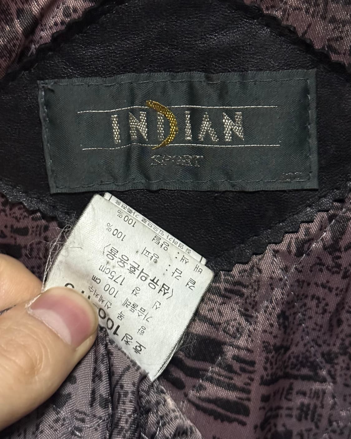 인디안 양가죽 점퍼 블루종 봄버 가죽 레더 카라 집업 블랙 검정 100  상품이미지5