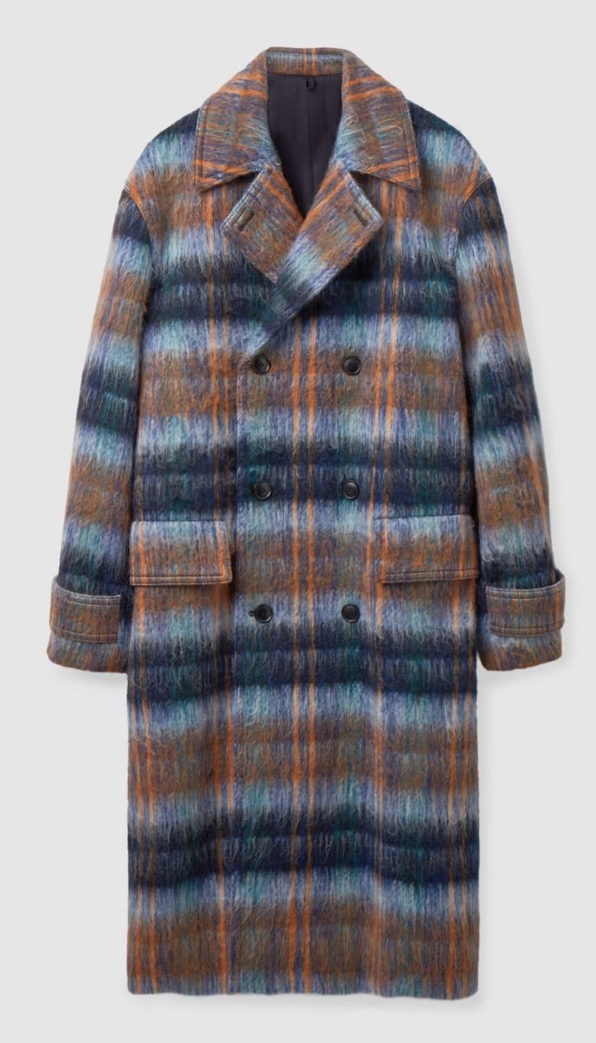 코스 더블 브레스티드 체크 코트 상품이미지1