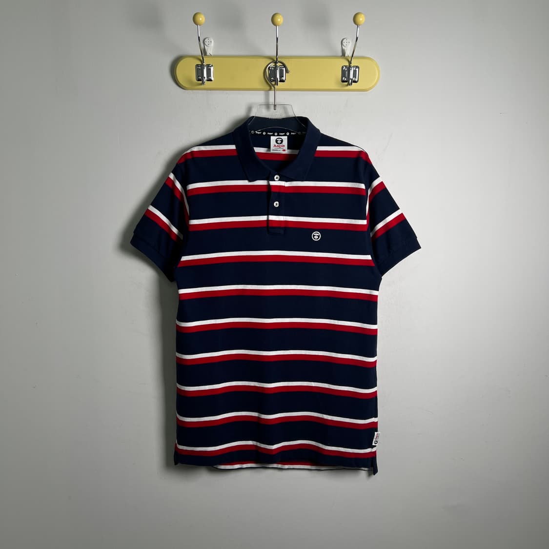 Aape 베이프 스트라이프 반팔 폴로 셔츠 L 상품이미지2