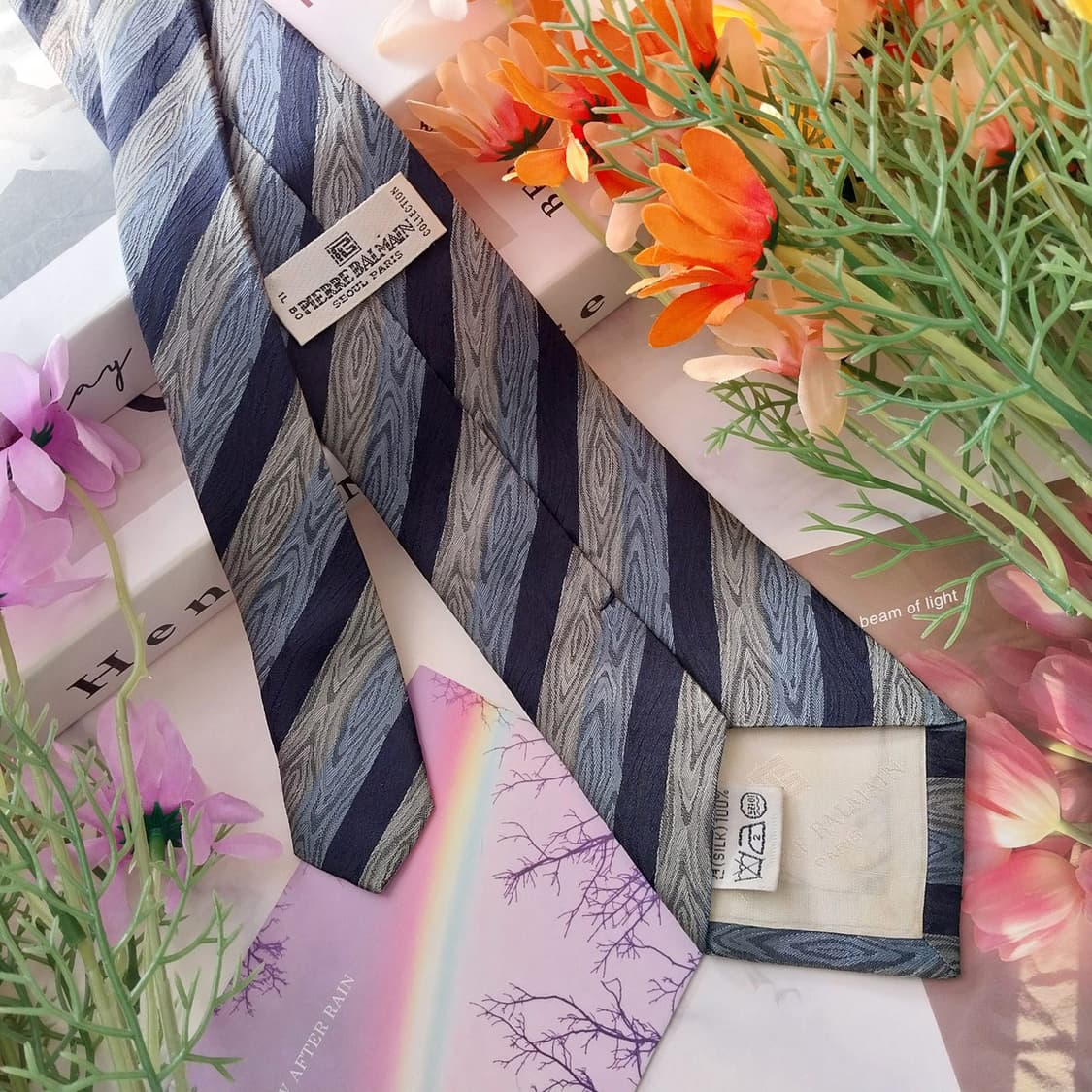 발망 실크 네이비 스트라이프 넥타이 8.1cm A~B등급  K1408
 상품이미지5