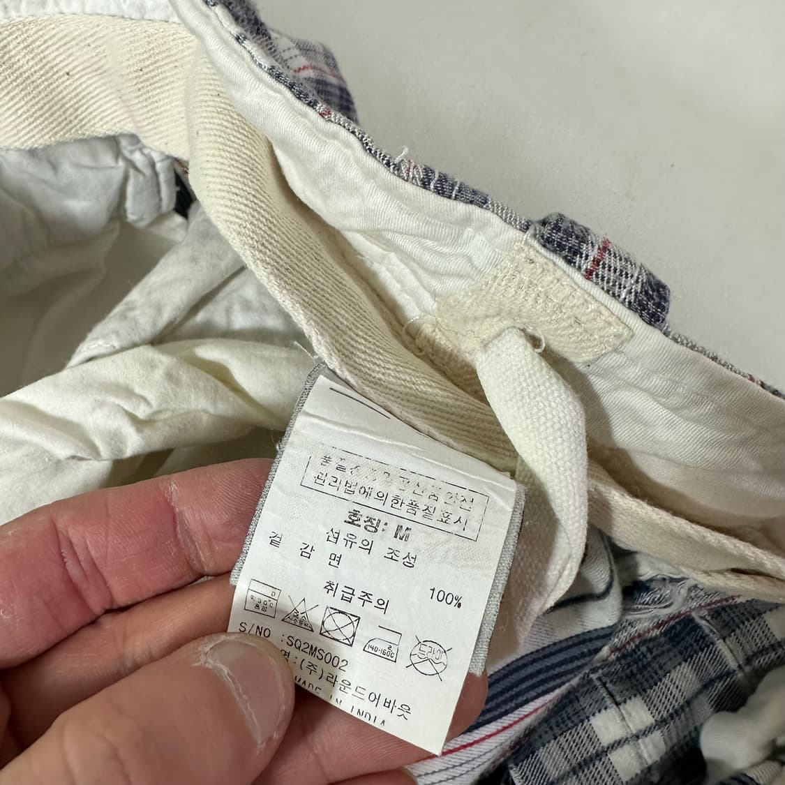 M 슈퍼드라이 코튼 버튼플라이 신치백 체크반바지 상품이미지6