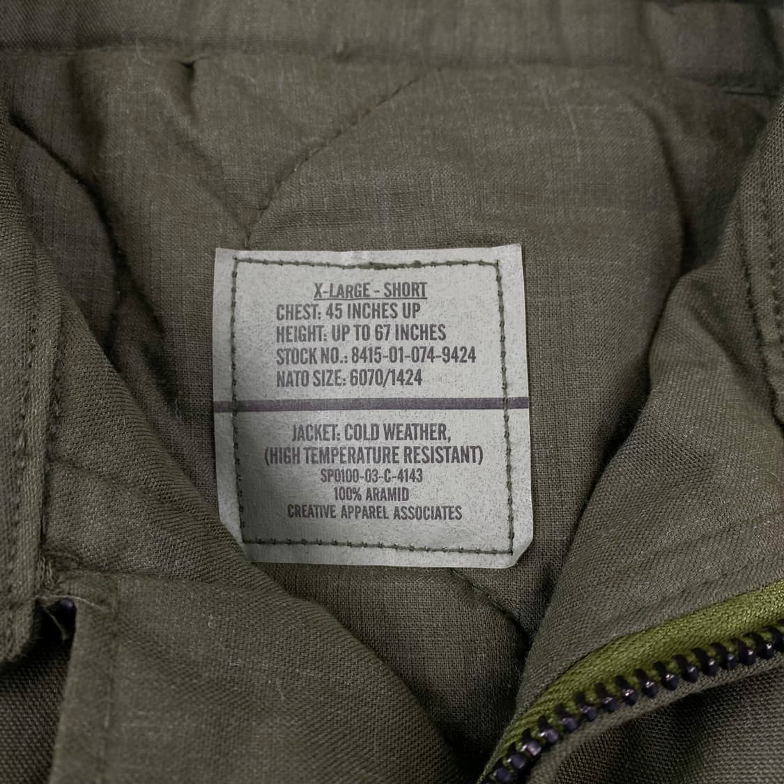 USA Army 군납 아라미드 콜드 웨더 방염 자켓 (105) 상품이미지6