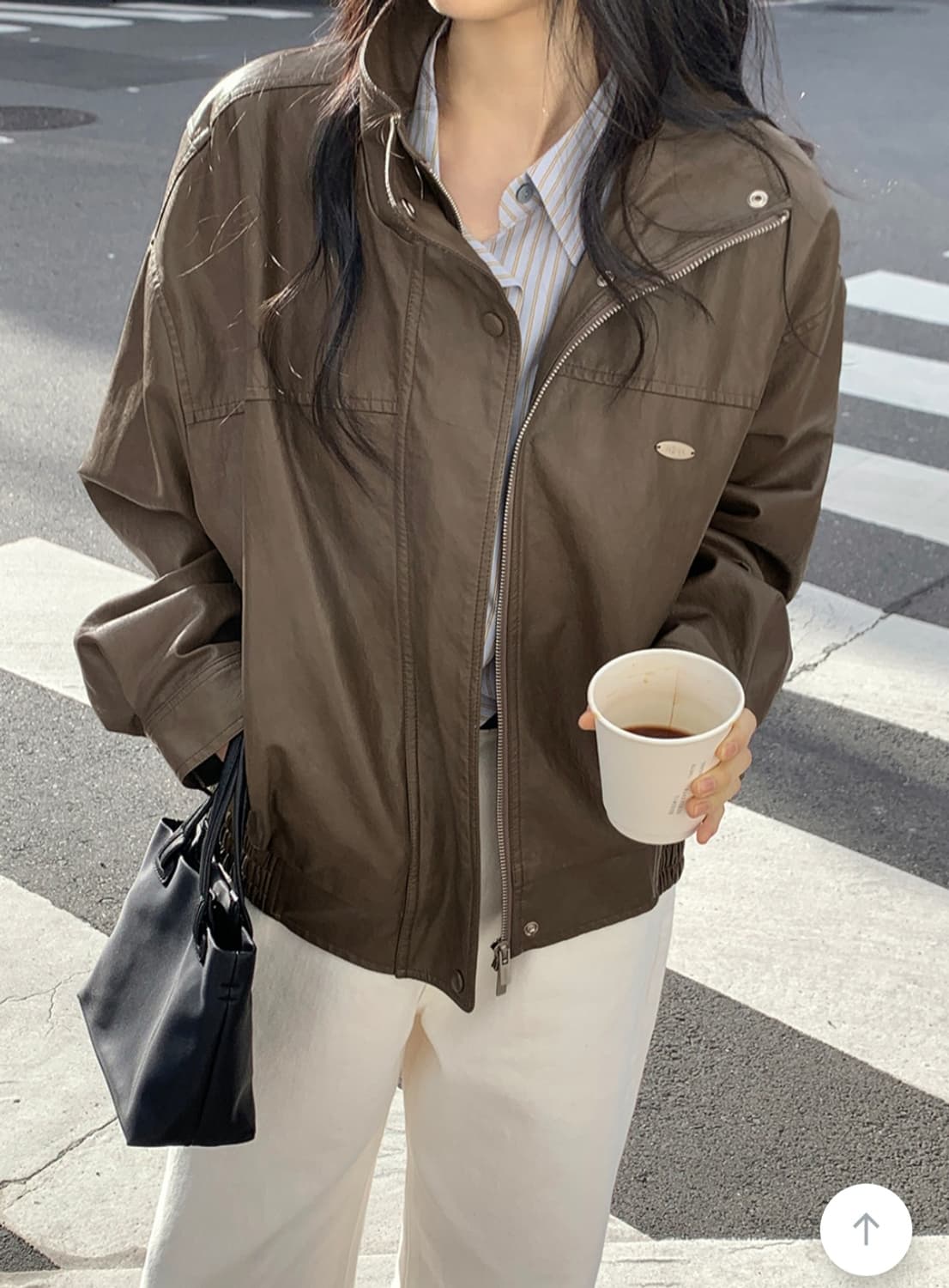 98도씨 하이넥 레더 자켓 상품이미지5