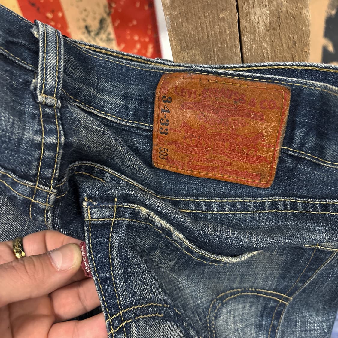 00s 리바이스 503 재팬라인 헤비워싱 데님팬츠 다크인디고 N1197 상품이미지7