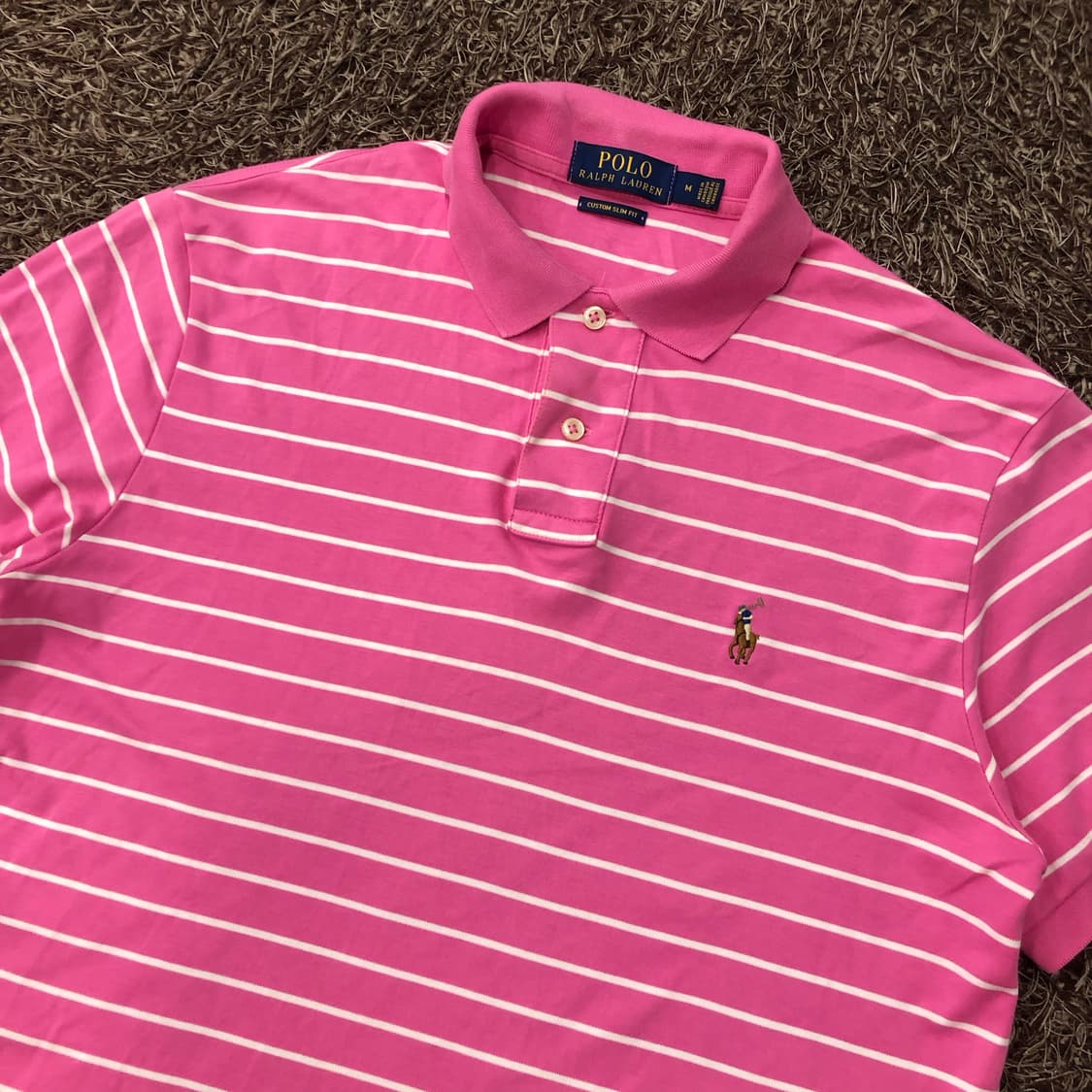 폴로 랄프로렌 핑크 스트라이프 카라 PK 반팔 티셔츠 상품이미지2